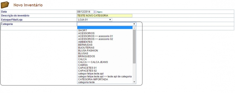 Inventários parciais por Categoria na versão 4.97 do APLWeb