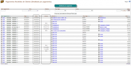 Informações sobre atraso nos pagamentos de clientes na versão 3.63 do APLWeb