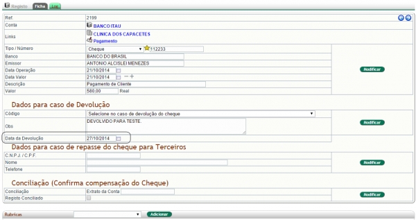 Melhoria no controle de cheques devolvidos na versão 5.15 do APLWeb