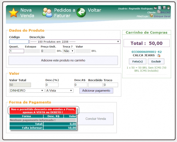 Descontos em vendas com Cartões de Crédito no PDV na versão 5.75 do APLWeb