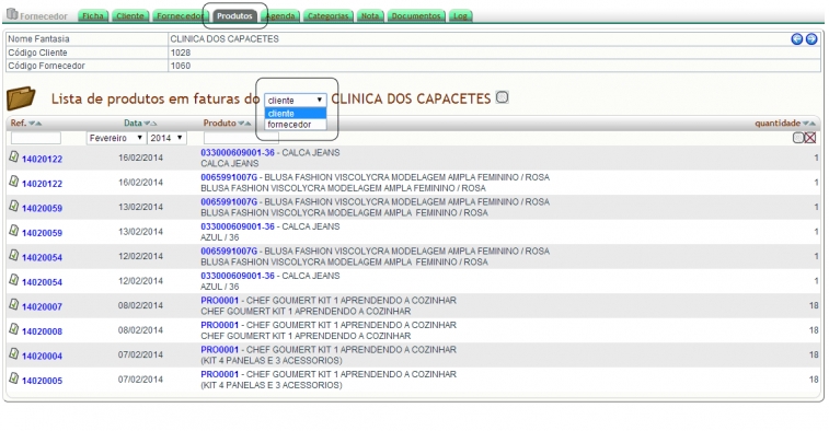 Histórico de compras de clientes por produtos na versão 4.31