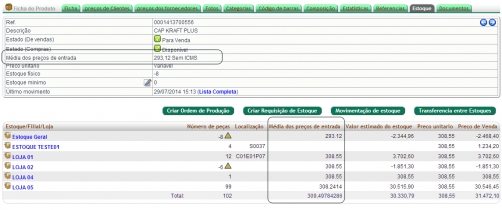 Visualizando custo médio por produto e por Estoque/Filial/Loja na versão 4.32