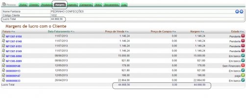 Visualizando margens de lucro por clientes na versão 4.59