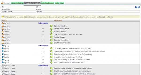 Novas permissões na versão 4.46 do APLWeb