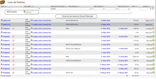 Selecionar Estoque/Filial/Loja na lista de pedidos na versão 3.68 do APLWeb