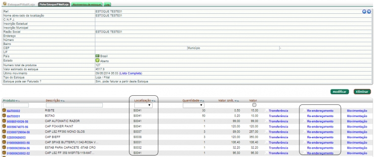 Re-endereçamento de produtos no estoque da versão 3.62