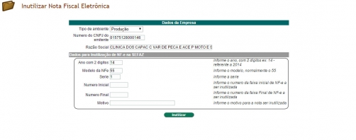 Inutilizando NF-e na versão 4.92 do APLWeb