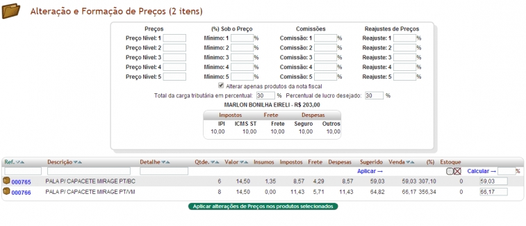 Alteração e Formação de Preços na versão 3.56 do APLWeb