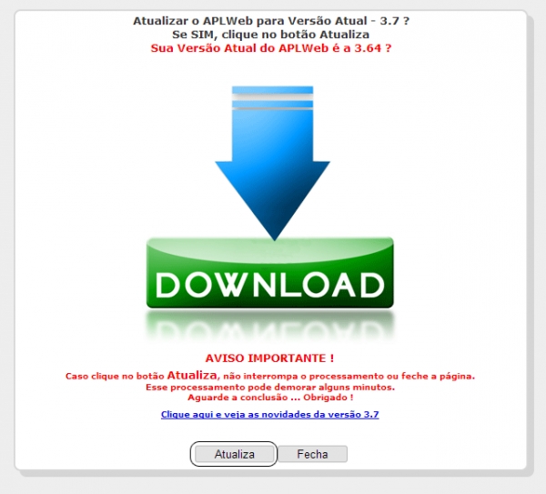 Atualizações da versão do APLWeb, versão 3.7
