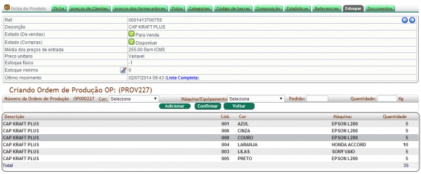 Ajustes na Ordem de Produção na versão 4.21 do APLWeb